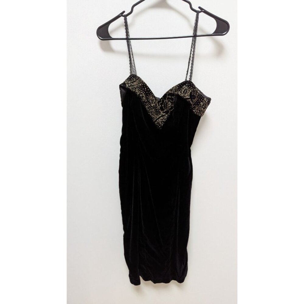 David Howard Black/Gold Embellished Velvet Dress